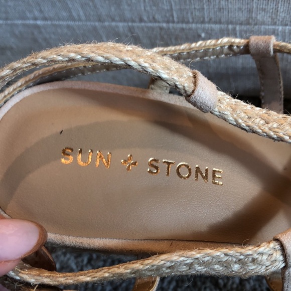 Like new Sun + Stone Trinnie strappy tall espadrille wedge sandal 8.5 - Picture 5 of 9
